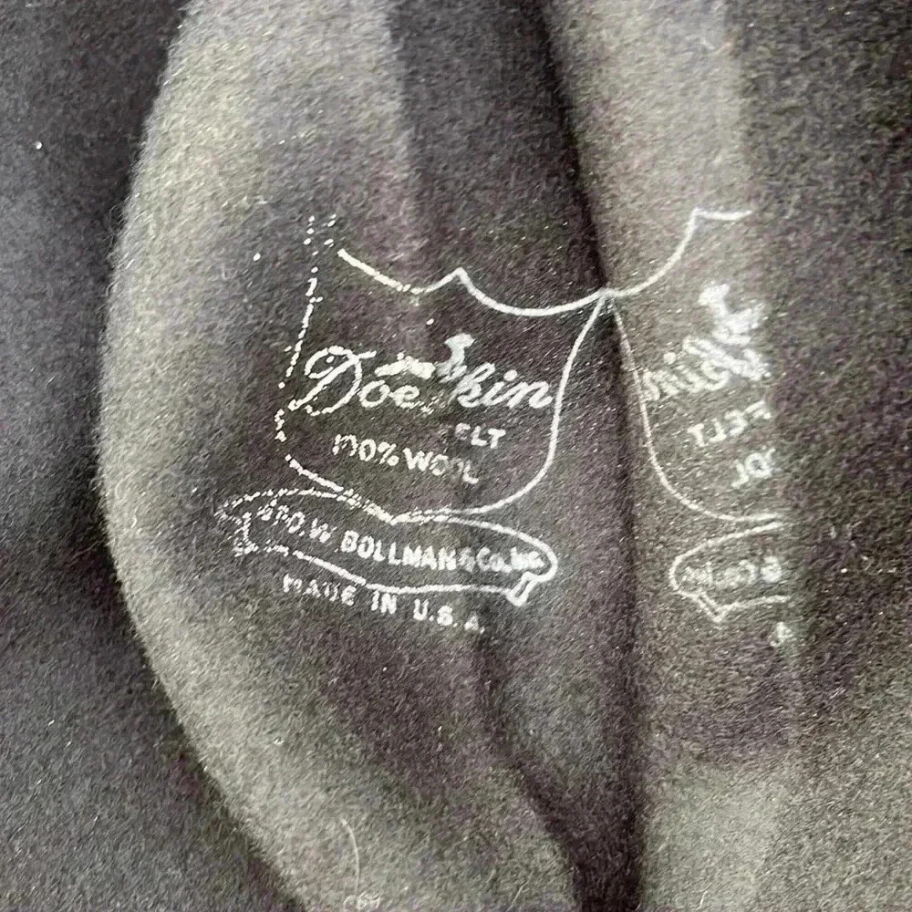 Black Wool Hat Doeskin Felt 100% Wool Made in USA - Picture 6 of 11